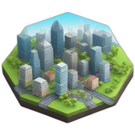 mini city on a hexagon emoji