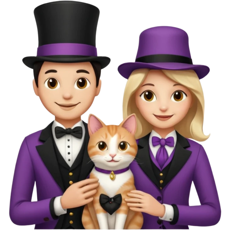 magician couple and their pet cat emoji