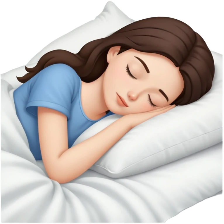 brunette girl with fair skin sleep in bed emoji