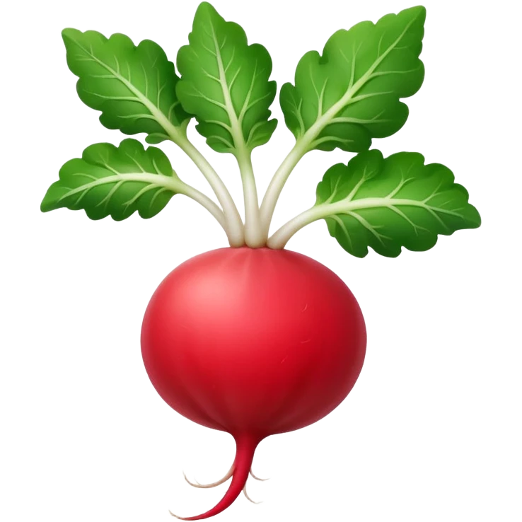 the actual radish compared to the leaves needs to be smaller, radish UK plant with a bit of white on the bottom of the radish emoji