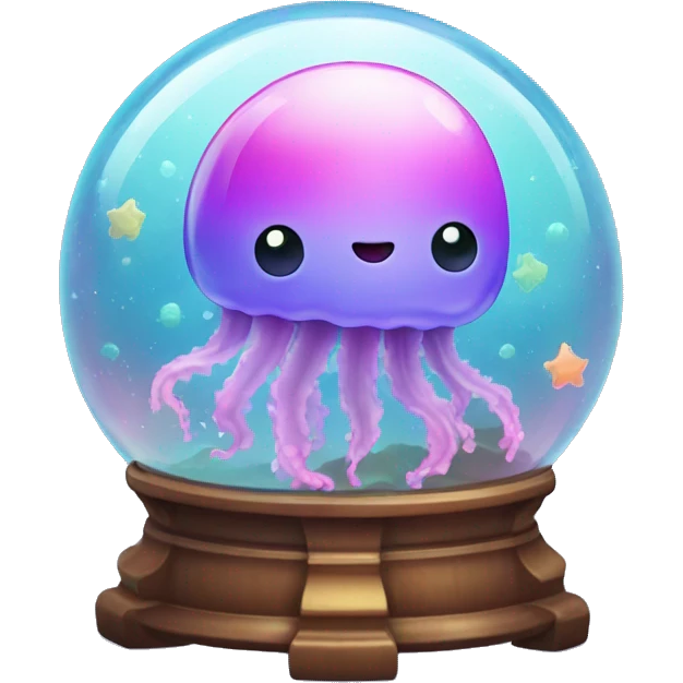 Kawaii colorful baby jellyfish in a space globe emoji