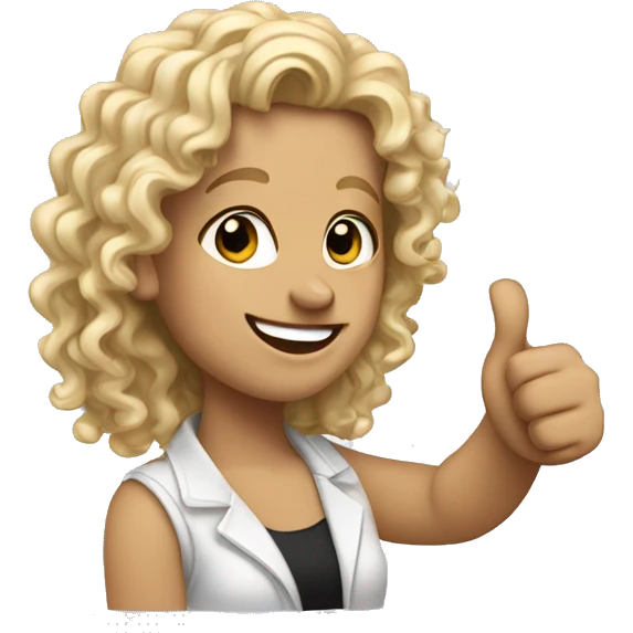 Me (with curly blonde, hair) giving a thumbs up emoji