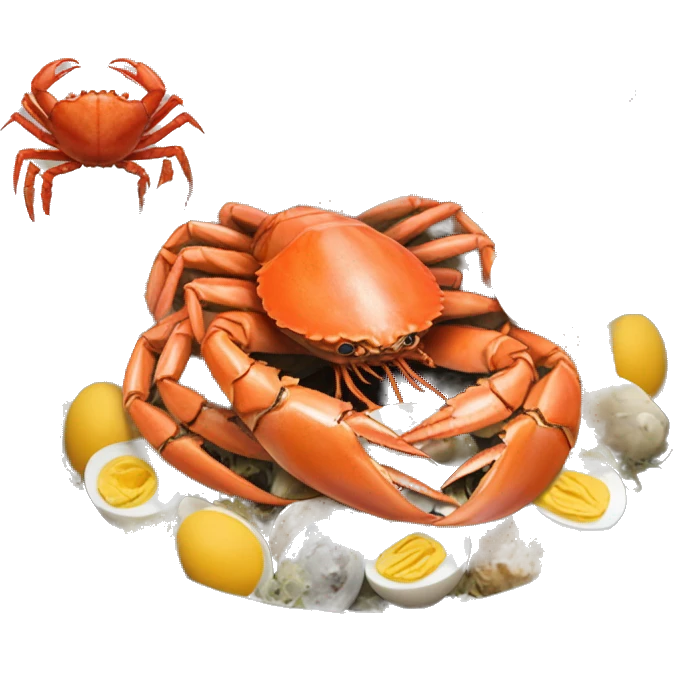 Bowl of crabs shrimp lobster Boiled eggs oysters mushrooms  emoji