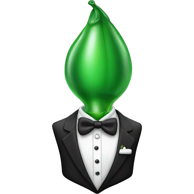 green pee pod wearing tuxedo emoji