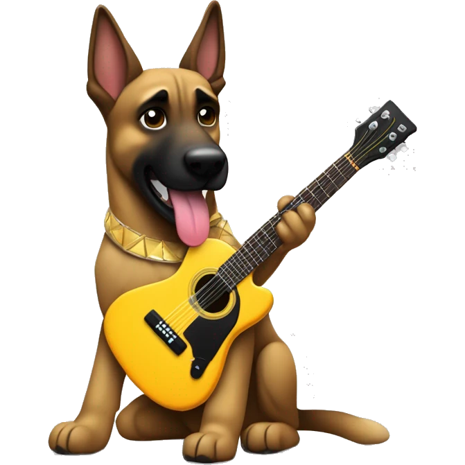 berger malinois qui joue de la guitar electric rock popstar emoji