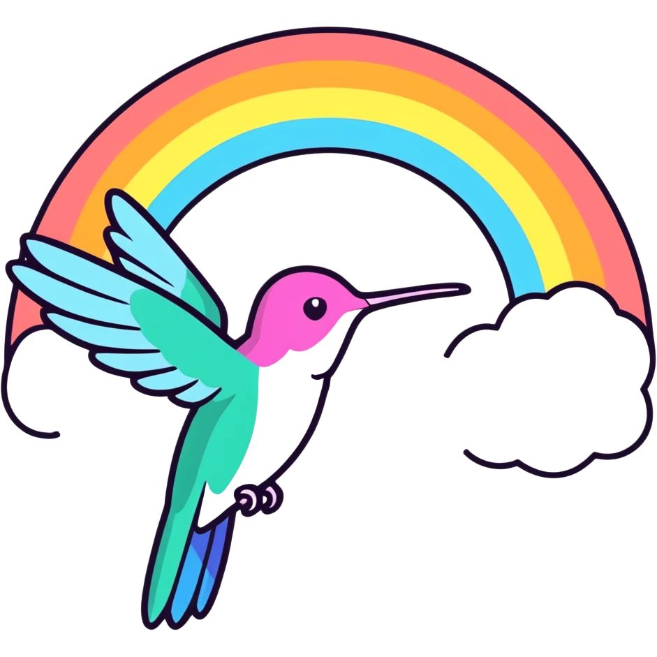 A rainbow colored hummingbird ￼ emoji