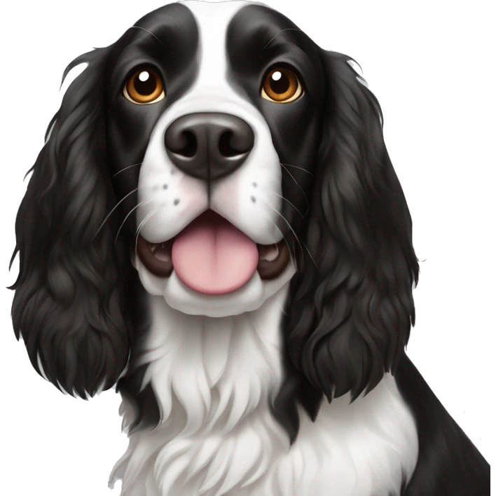 Black and white English springer spaniel emoji