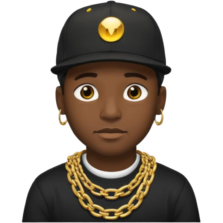black guy with golden chains and a snapback cap emoji