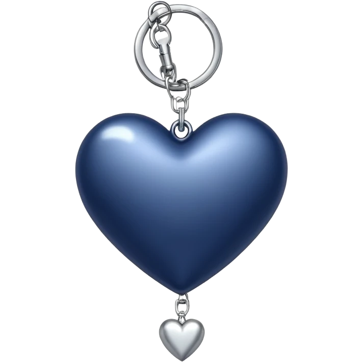Navy blue heart with silver chains charm keychain emoji