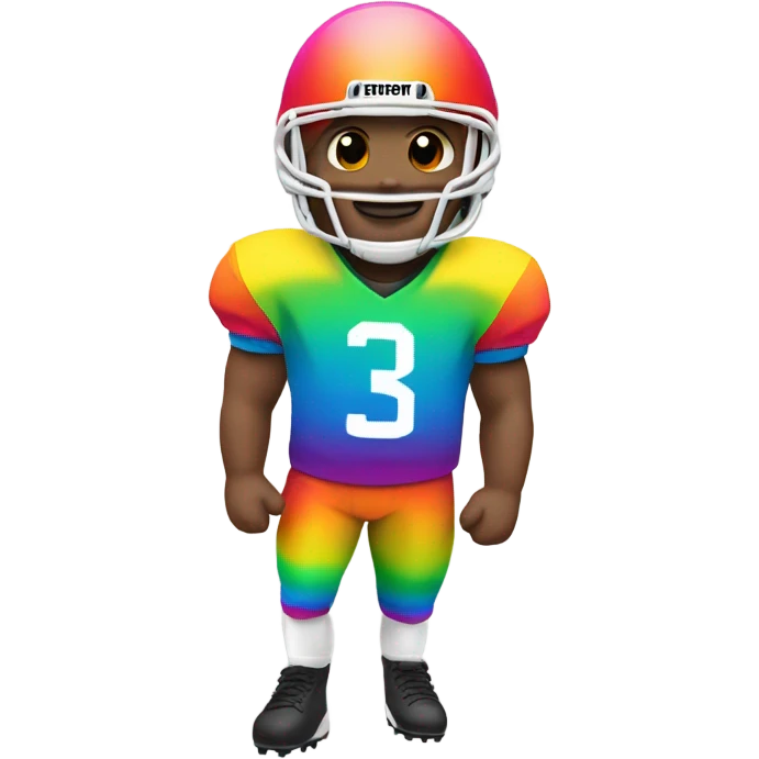 Football player wearing rainbow jersey emoji