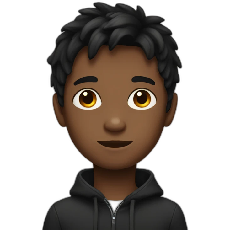 dark-haired boy with a black cat emoji