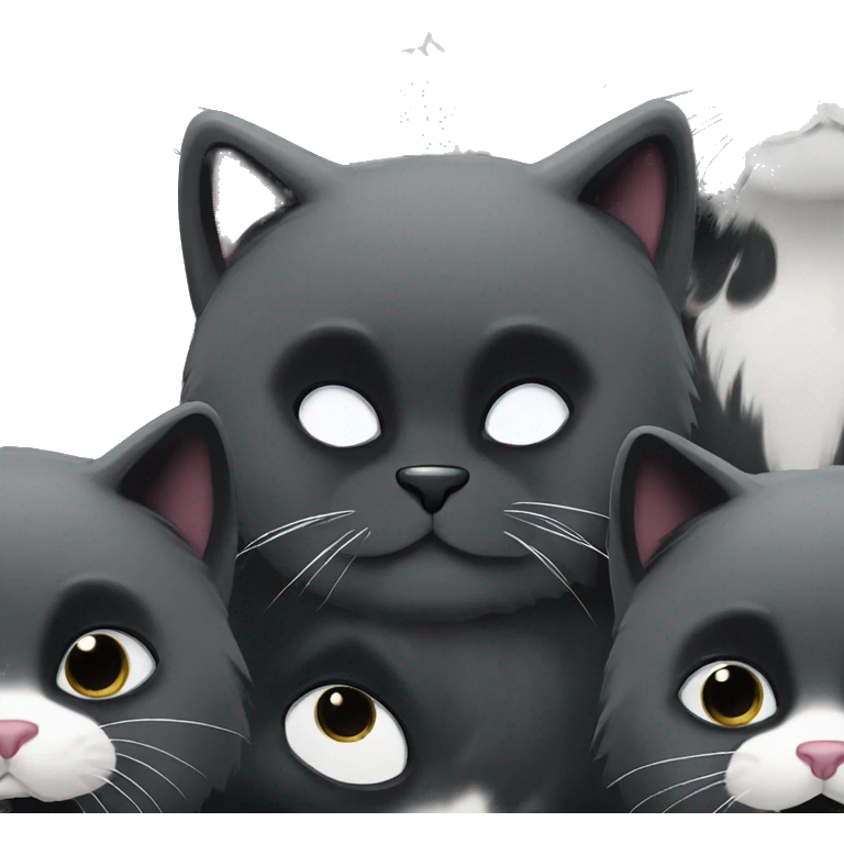 black long hair cat with black and white muzzle emoji