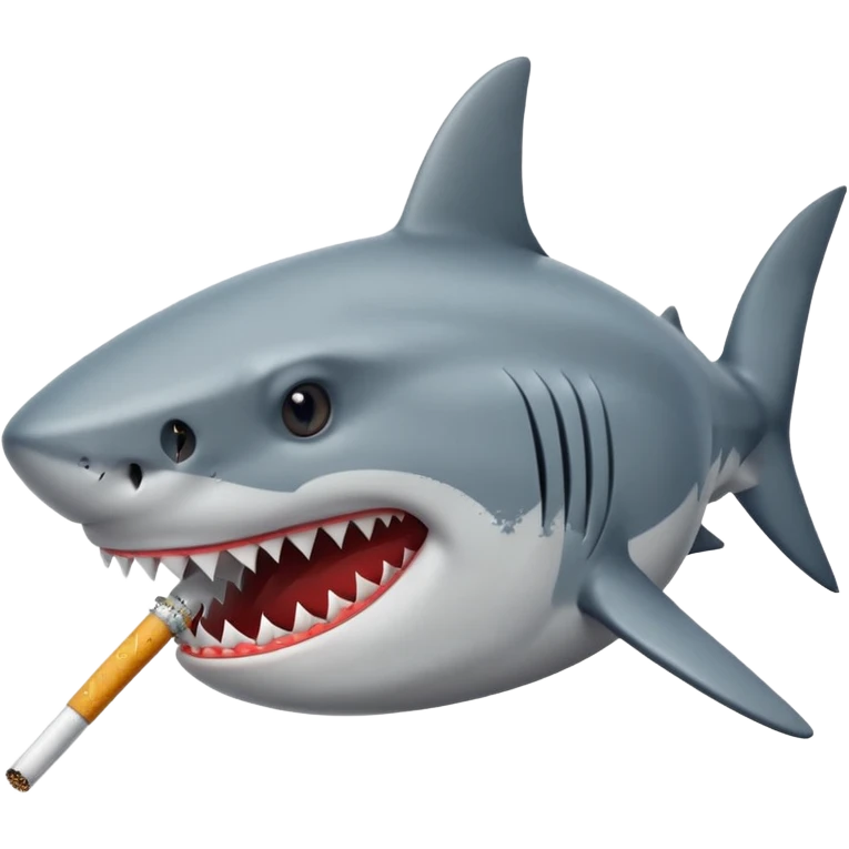 Shark face with a cigarette in its mouth emoji