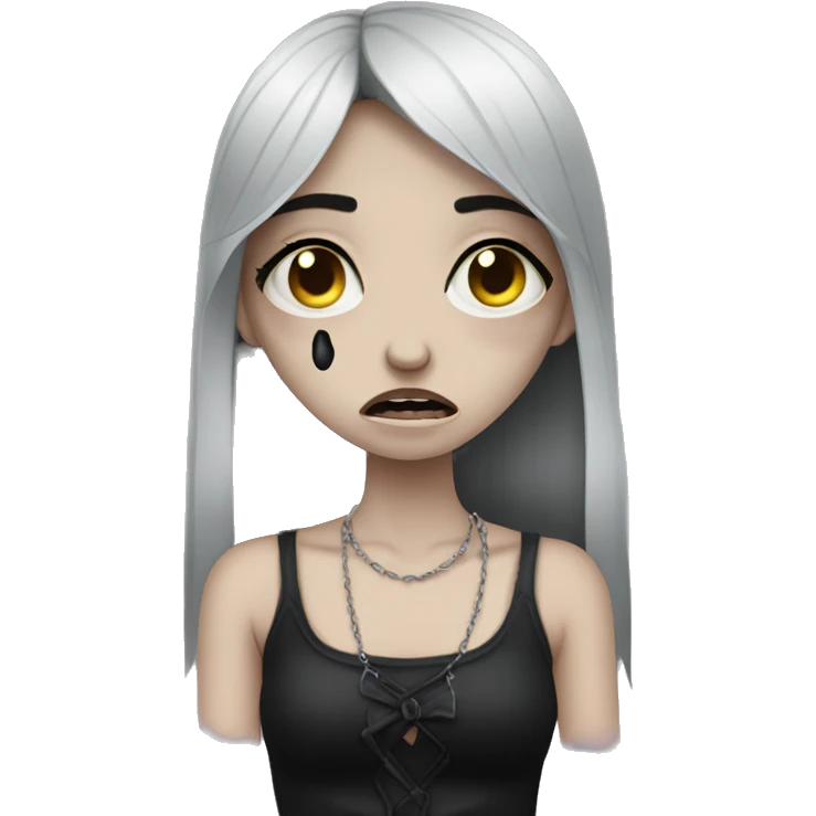 Goth girl crying with tear stains emoji