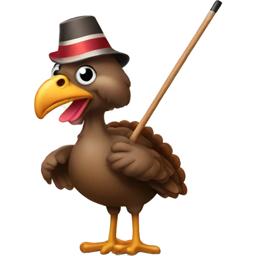 Turkey holding pool stick emoji