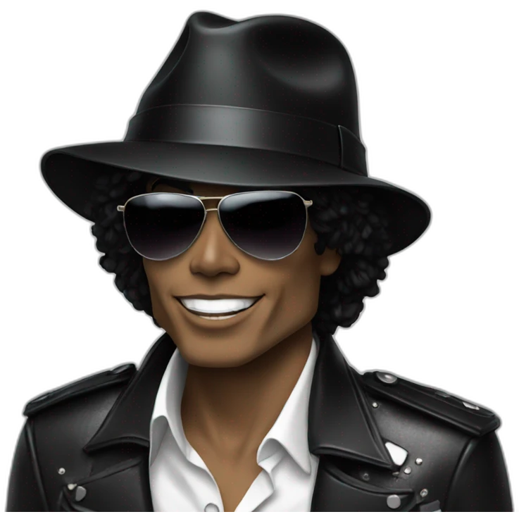 Michael jackson with black hat white skin and sunglasses emoji