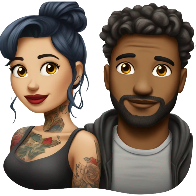 Romantic movie theater date for beautiful tattooed couple emoji