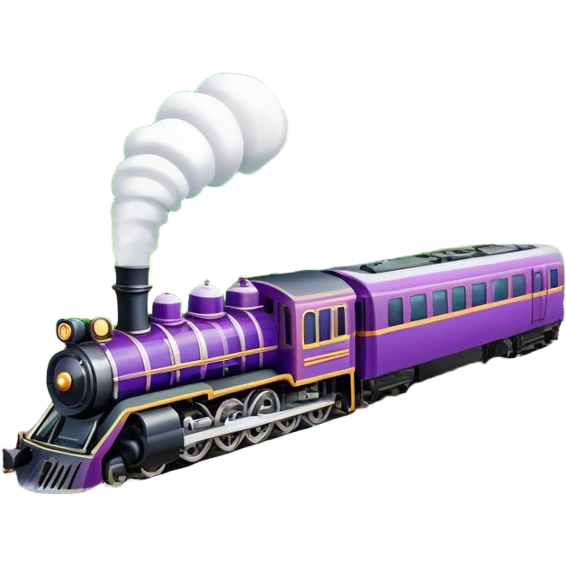 An icon showcasing a detailed train engine on a track, moving through a vibrant, colorful landscape. The design includes lush fields, rolling hills, and distant mountains, representing the expansive world of train management in Railway Empire. Transparent background emoji