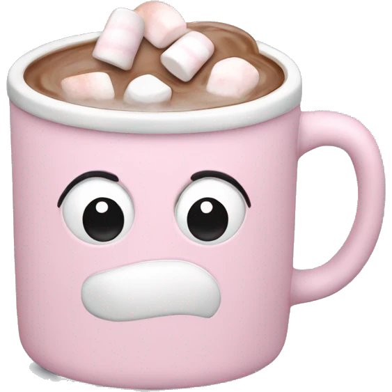 Light Pink mug of hot chocolate with marshmallows  emoji