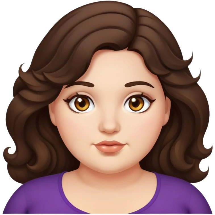 Plus size girl with wavy dark brown hair and hazel eyes emoji