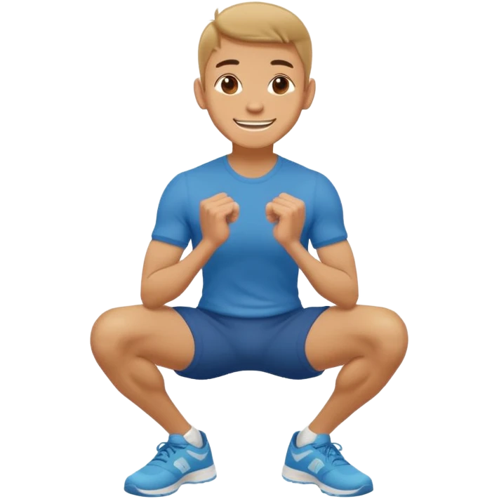 a skinny man doing a squat while holding his ankles and saying thank you emoji