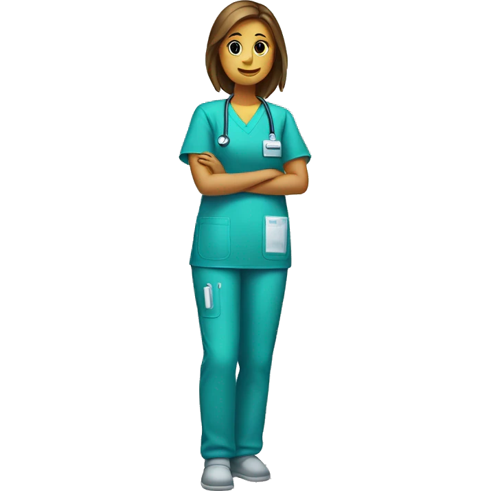 Female Xray tech full body with scrubs facing left emoji
