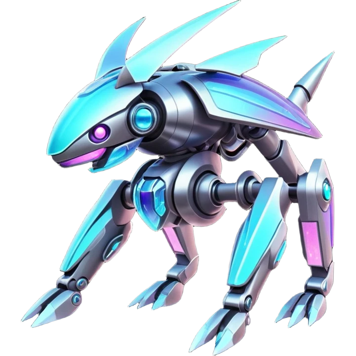  Epic legendary rare glowing mechanical Shiny sparkly transparent bioluminescent luminescent vibrant bright pastel dark exotic iridescent colorful gradients futuristic modern metallic glossy glittery fantasy-cyber-Fakémon-Vernid-mecha-creature emoji