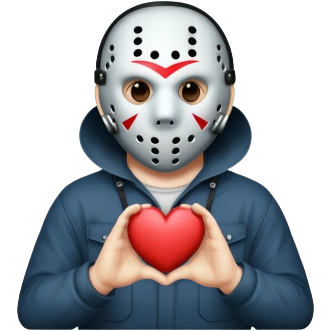 Jason Voorhees, looking cute, heart hands emoji