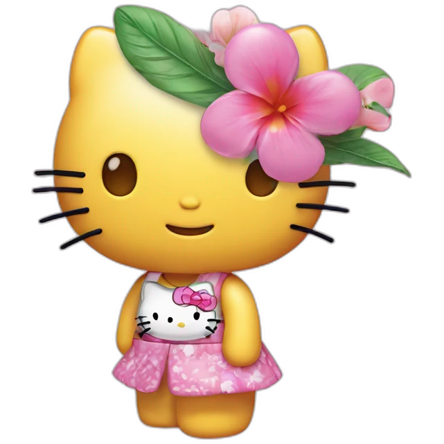 Hello Kitty avec une fleur de Miami emoji