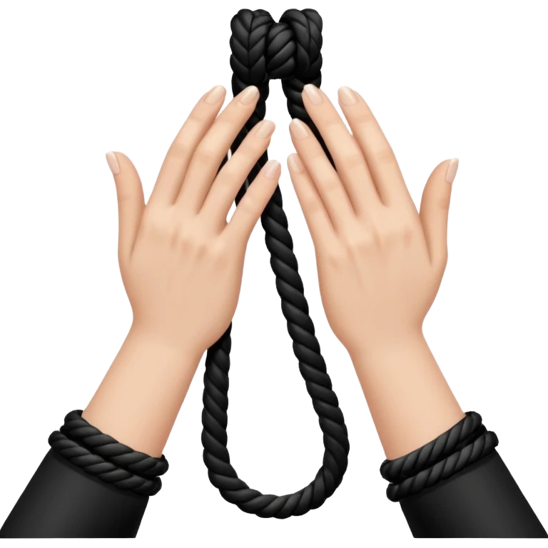 Woman’s hands tied with black rope  emoji