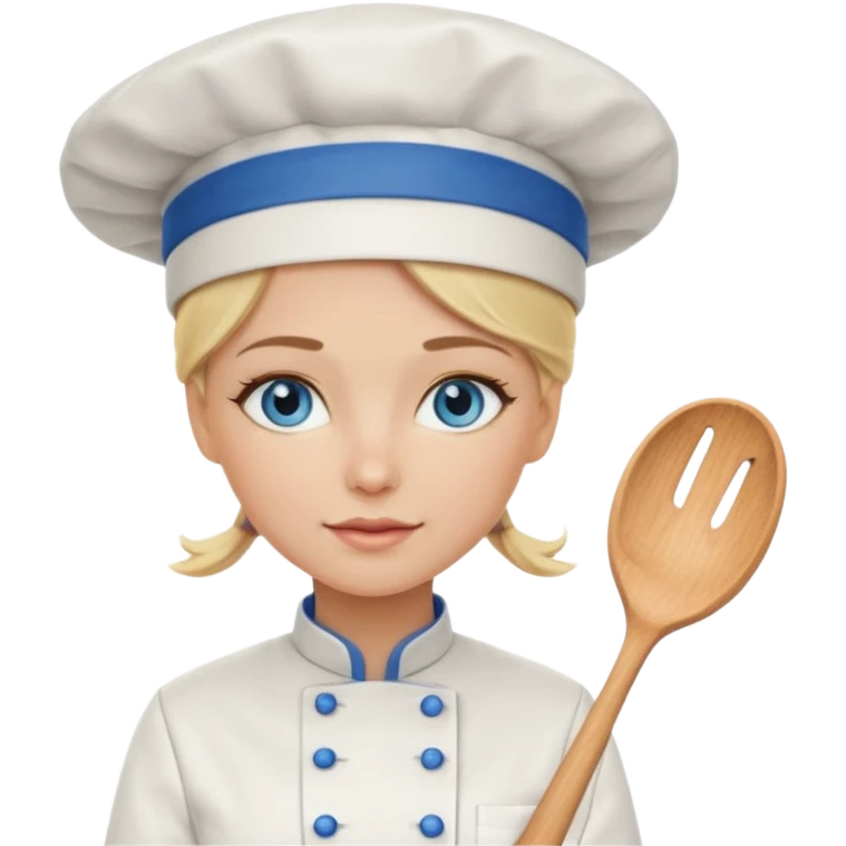 Blonde blue eyed female chef emoji