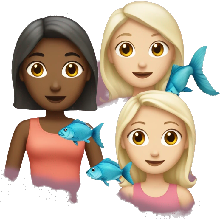 Three white girls with fish emoji