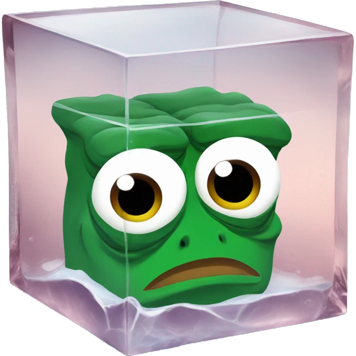 pepe the frog inside an icecube emoji