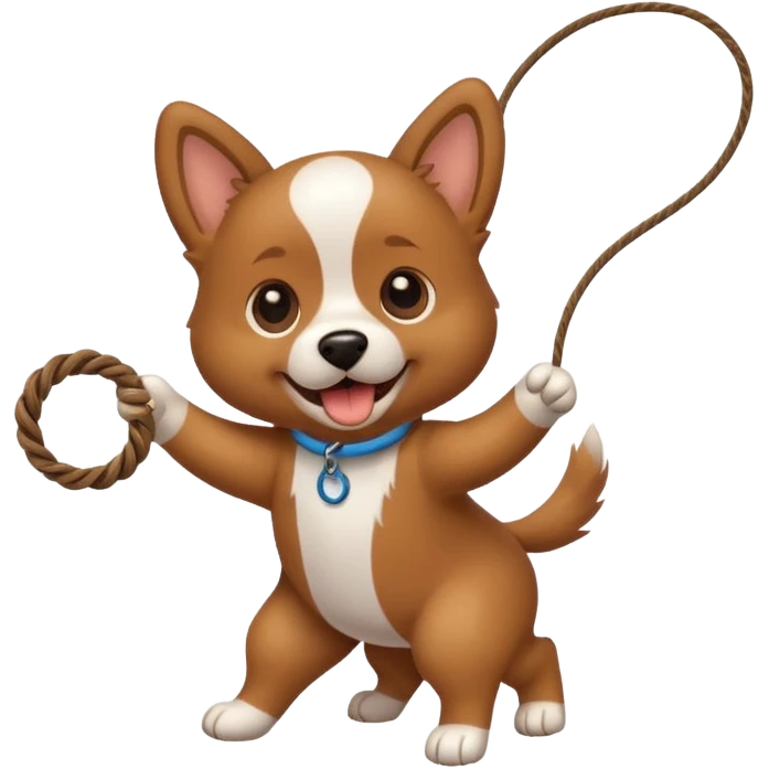 dog playing with a string toy emoji