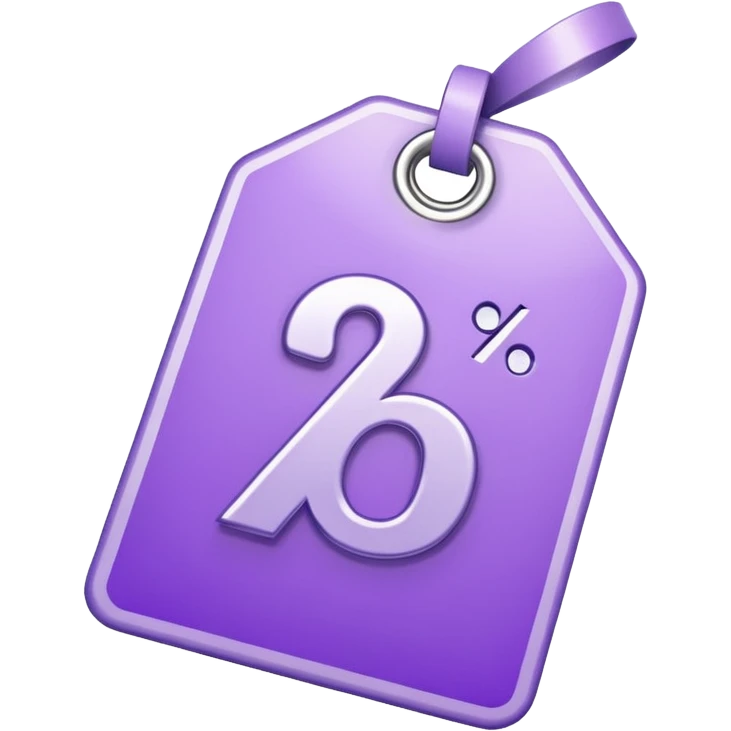 Discount tag with percent symbol ios light violet elements. emoji