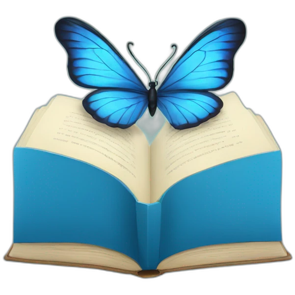 Blue butterfly reading books emoji