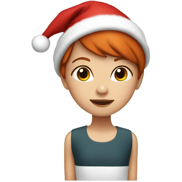 Girl with red hair and a Christmas hat emoji