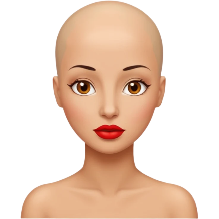 bald woman with red lips emoji