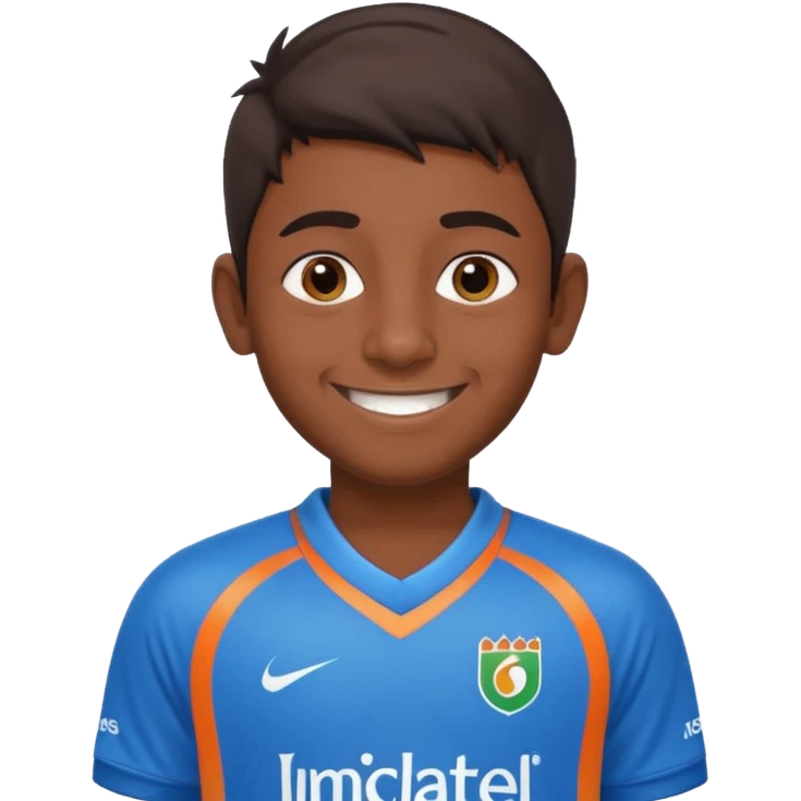 an indian boy wearing indian cricket jersey emoji