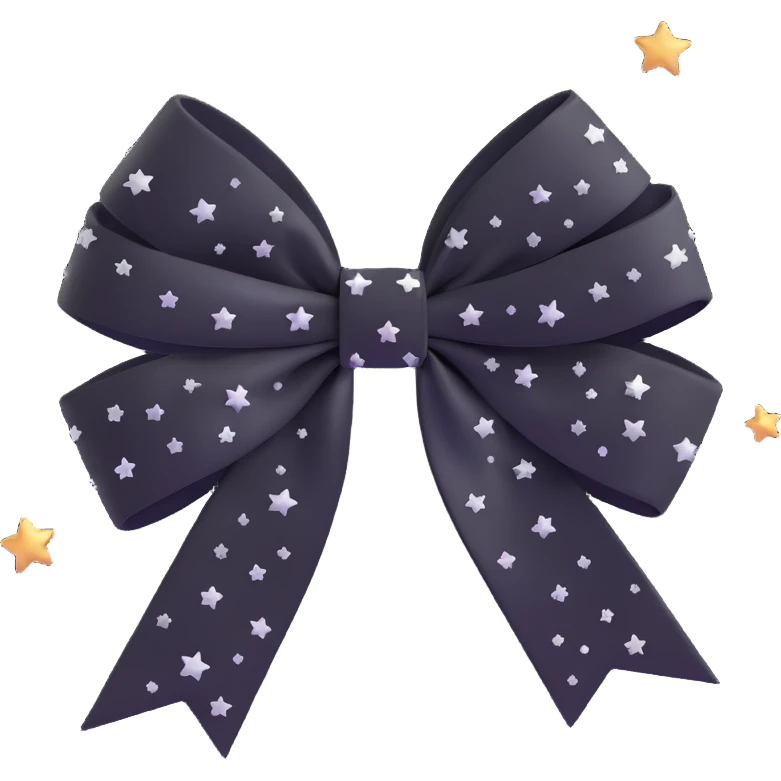 sparkly black bow with stars emoji