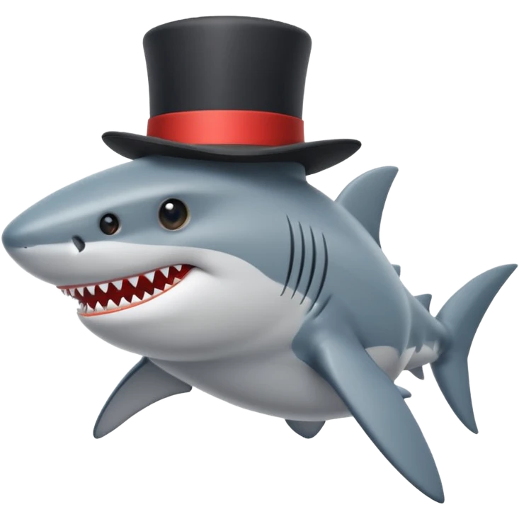 Shark with a top hat emoji