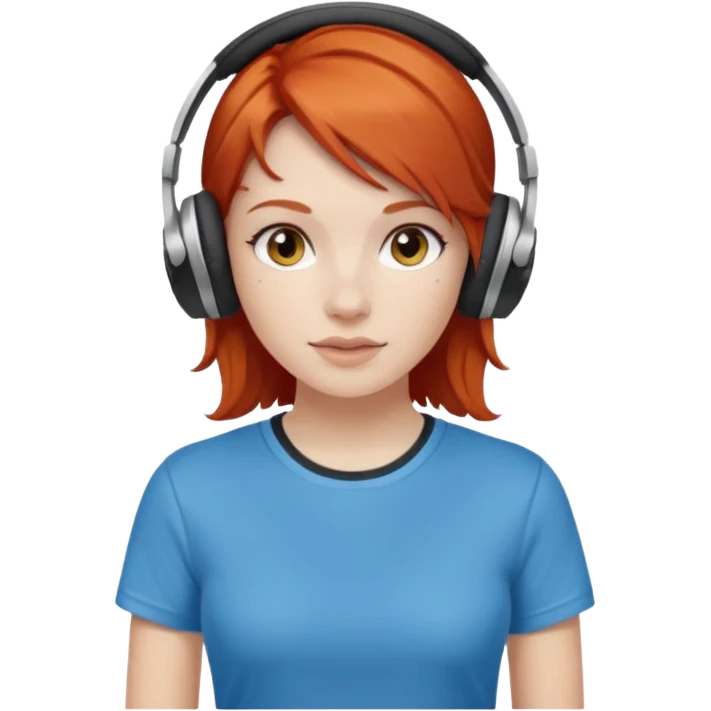 redhead skin white girl with deportive t shirt and headphones emoji