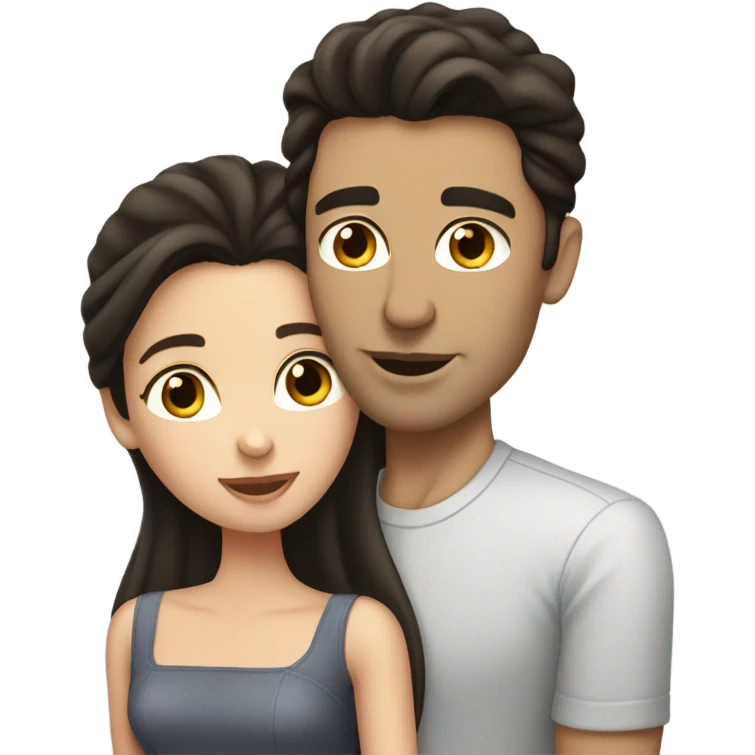 White brunette man, kissing, woman dark hair emoji