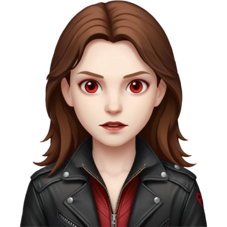 Vampire Hunter with brown long hair, red eyes emoji
