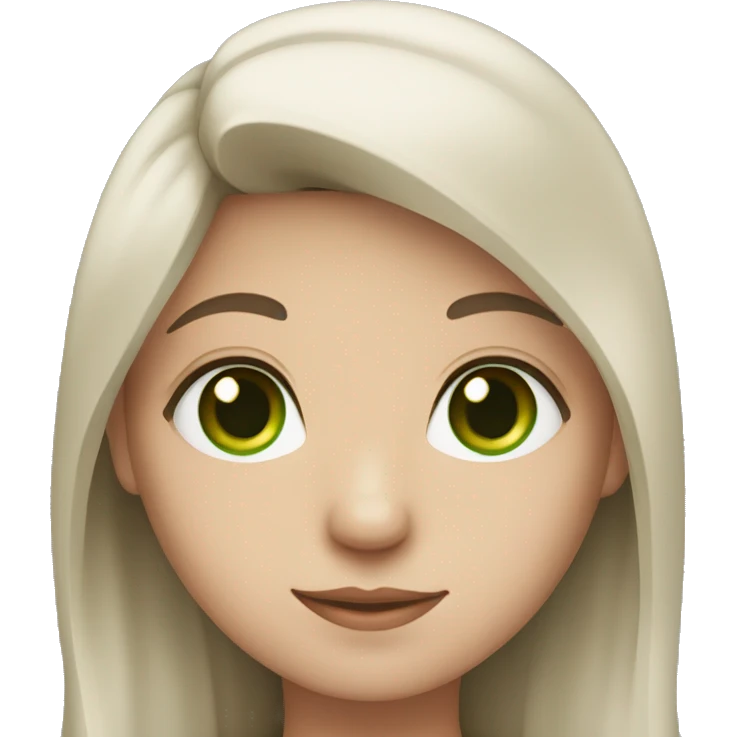 medical student with long dark brown hair, fair skin, green eyes emoji