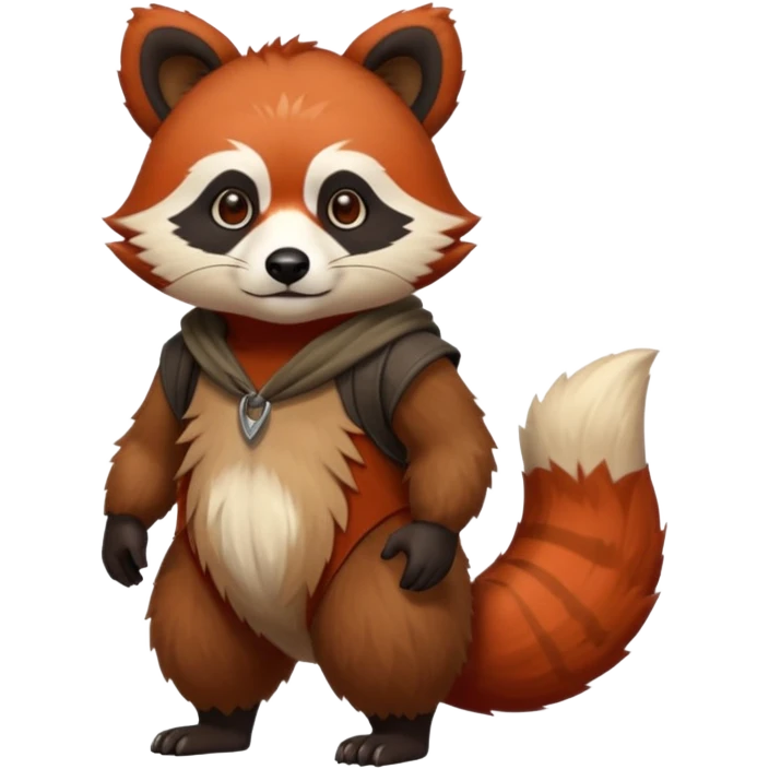 Realistic cool edgy 4-legged quadrupedal Bear-Red-Panda-Tanuki-Raccoon-Dog-Red-Fox-animal-fusion-hybrid, Full body emoji