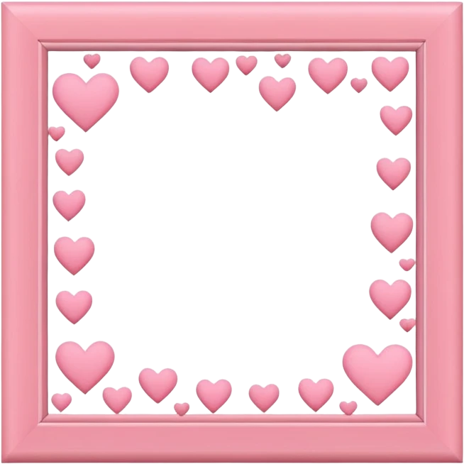 simple pink frame with scattered small hearts emoji