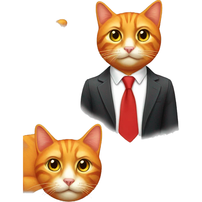 Orange cat with red tie emoji