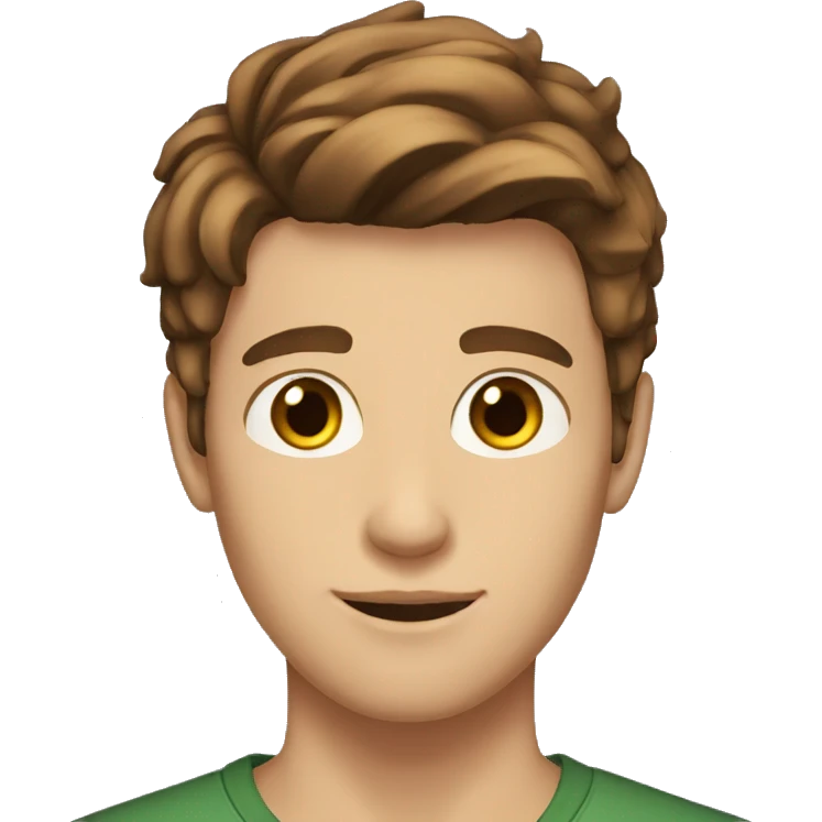 19 yo boy with brown shot hair, no mustache, no beard, brown eyes emoji