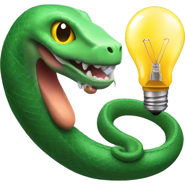 Snake with a lightbulb in its mouth and a battery for a tail emoji